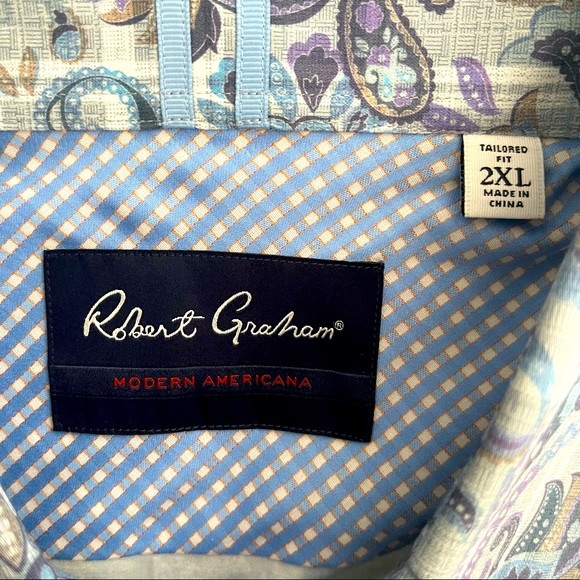 ROBERT GRAHAM ‘SHAW’ PLAID PAISLEY SHORT SLEEVE TAILORED FIT SHIRT - Picture 11 of 12